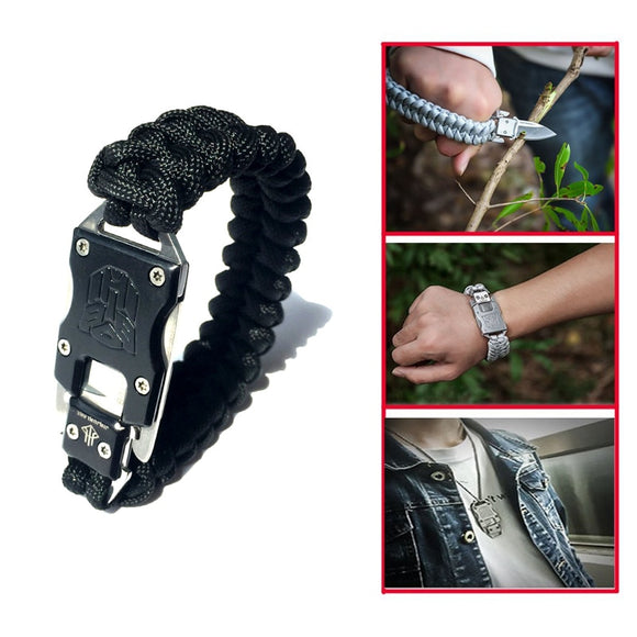 EDC Tactical 7 Core Parachute Survival Rope Bracelet With Knife - Clearanceware.com